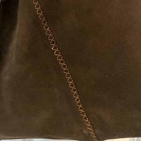Carla Mancini vintage brown suede w/ leather handles & leather top sides see pic - Picture 2 of 8